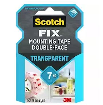 3M Scotch Transparant montagetape, 19 mm x 1,5 m