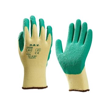 Handschoen HBV 9.991 Geel/Groen,  maat10 - 12stuks