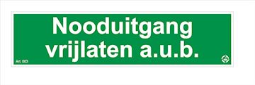 Sticker Nooduitgang vrijlaten A.U.B 300X75MM