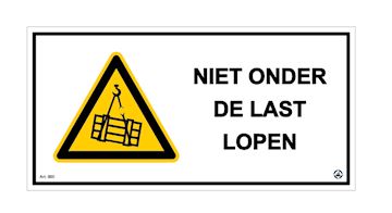 Sticker Niet onder de last lopen 180X90MM