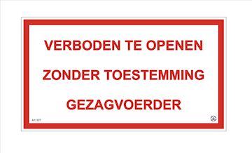 Sticker Verboden te openen zonder toestemming 180X100MM