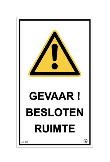 Sticker Gevaar besloten ruimte 100X170MM