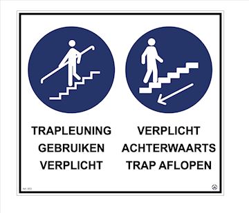 Sticker Trapleuning + achterwaarts trap aflopen 190X170MM