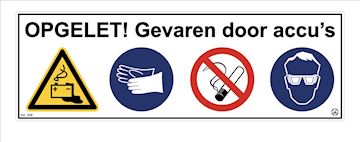 Sticker Gevaren door accu’s 450X150MM